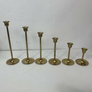 Vintage Brass Candlestick Holders Set Of 6 Graduated 8” 7 " 6 " 5” 4 " 3”tapered