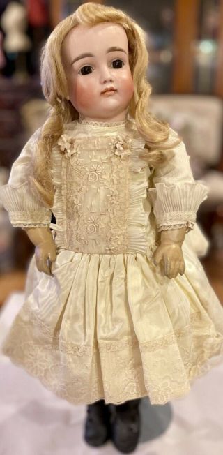 C1890 19” Antique German Bisque Doll Closed Mouth Kestner on Early Body 2