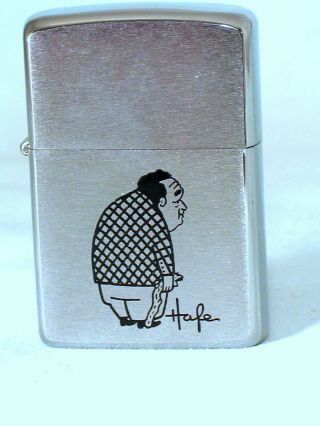 1964 Zippo Lighter With A Man In A Checkered Shirt Holding A Cane - Hafe - Nos