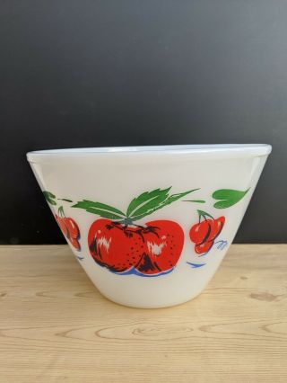 Vintage Fire King Apple Cherry Bowl Oven Ware Made In Usa 9 1/2 " Diameter