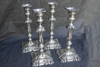 4 Crichton & Co Ltd English Georgian Sterling Silver Candlesticks 12 "