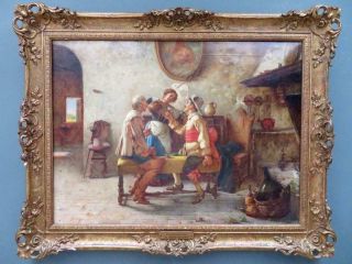 Giuseppe Bortignoni Ii - A Very Fine Italian Genre Antique Oil Painting Signed