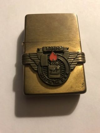 Rare Vintage Zippo Lighter Brass Zippo Logo Emblem Advertising -