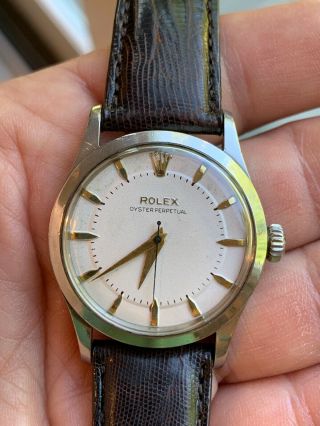 Vintage Rolex Bubble Back Oyster Perpetual 6332 Steel 34mm 1954