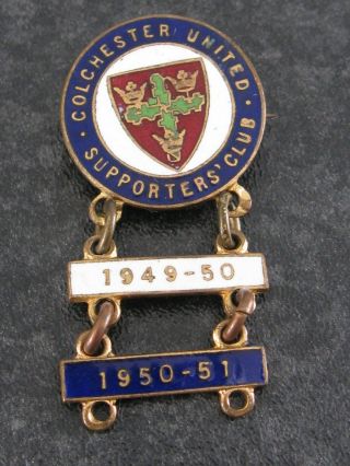 Vintage 1950s Colchester United Supporters Club Enamel Football Badge