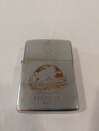 Vintage Zippo Lighter - Uss Saratoga Cv - 60