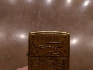VINTAGE Brass Zippo Lighter INDIAN HEAD - customized/initials 2