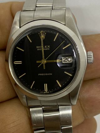 Vintage Rolex Oyster Date Precision Men Black Dial And Ref.  6694 Hand Winding
