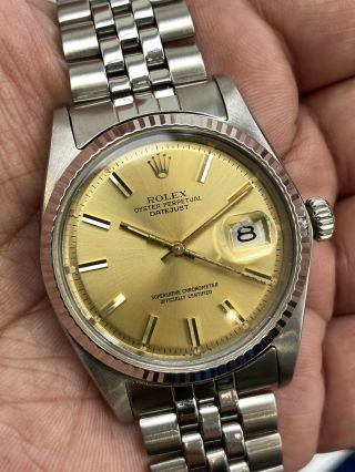 Vintage Rolex Datejust Ref 1601 18k White Gold Bezel Year 1968
