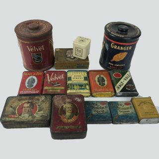 14 Vintage Antique Tobacciana Tins Tobacco Cigar Prince Albert Velvet Others