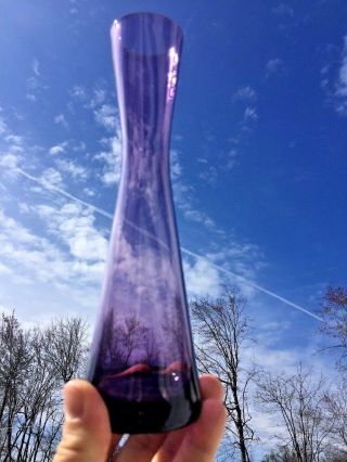 Vintage Art Glass Purple Amethyst Vase Hourglass Design Unique Elegant 8.  5/2