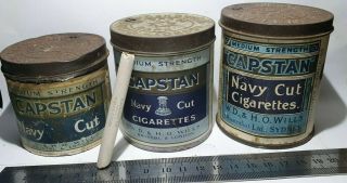 3 X Different Sizes Capstan Tobacco Cigarette Tins (inc.  An Cigarette)