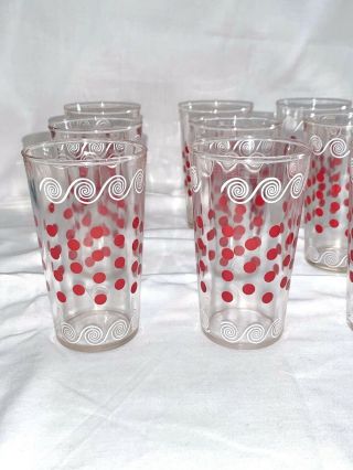 Vintage Red Polka Dot And White Swirl Glass Tumblers,  Libby ?
