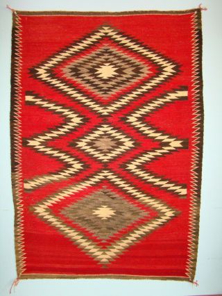 Antique Navajo Rug Red Mesa Large Native American Weaving Blanket