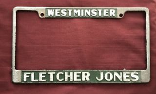 Westminster California Fletcher Jones Chevy Gm Vintage License Plate Frame