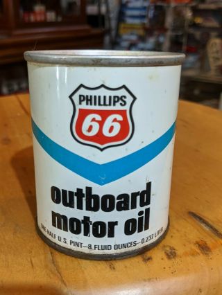 Vintage Phillips 66 Outboard Motor Oil 8 Ounce All Metal Can