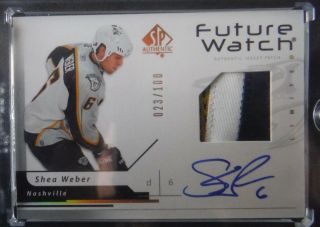 2006 - 07 Sp Authentic Auto Patch Rookie Shea Weber Rc /100 Montreal 2007 Ud