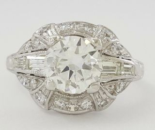 Art Deco / Antique 1.  56 Ct Platinum Transitional Cut Diamond Engagement Ring Gia