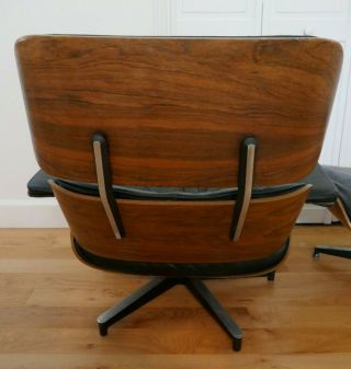 1960 ' s Herman Miller Eames Lounge Chair and Ottoman Rosewood Black Leather 2