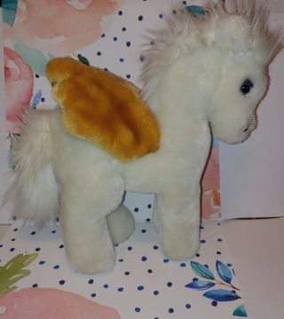 Vintage Dakin Pegasus White Gold Wing Horse Plush Stuffed Animal Soft Toy 1988