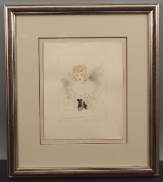 Authentic & Louis Icart Art Deco Nude Woman Watercolor Painting,  Nr