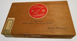 Vintage House Of Lords Petit Coronas Cigar Box Imperial Tobacco Sales Co.  Canada