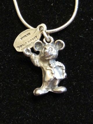 Vintage Walt Disney Production Sterling Silver Mickey Mouse Necklace Disneyland