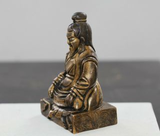 Antique Chinese Tibetan gilt bronze Buddha with calligraphy,  18th century,  QING 3