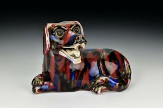 Chinese Porcelain Foo Dog Figurine With Flambe Glaze 18th Century