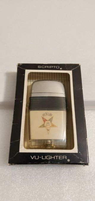 Vintage Scripto Vu Lighter: Oes - Order Of The Eastern Star In Packaging