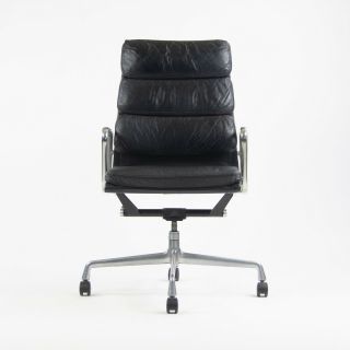 1970 ' s Vintage Black Eames Herman Miller High Back Soft Pad Aluminum Group Chair 2