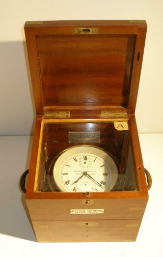 Vintage Ulysse Nardin Marine Ship Chronometer 5320 Double Mahogany Wood Case 2