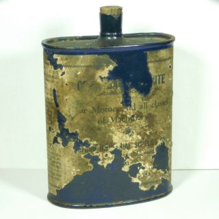 Vintage Oil Tin Australian Colloidal Graphite Enamel Flask Collingwood Ww1 Motor