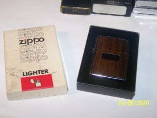 Vintage 1980 Zippo Lighter,  Brown Vinyl Applique - Unfired - W/box