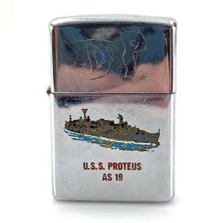 Vintage 1972 Uss Proteus As - 19 Military Ship Lighter Htf