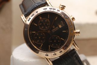 Mens Solid 18k Rose Gold Concord Automatic Chronograph On Strap - Swiss $2995