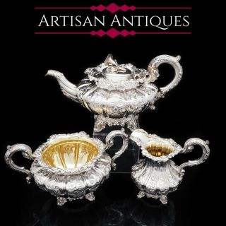 Antique Georgian Solid Silver 3 Piece Tea Set - John James Keith 1836