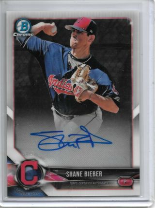 2018 Bowman Chrome Shane Bieber On Card Auto Rookie Rc Cleveland Indians