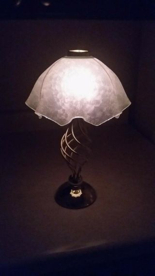 Vintage Partylite Tea Light Candle Lamp / Brass With Frosted Shade