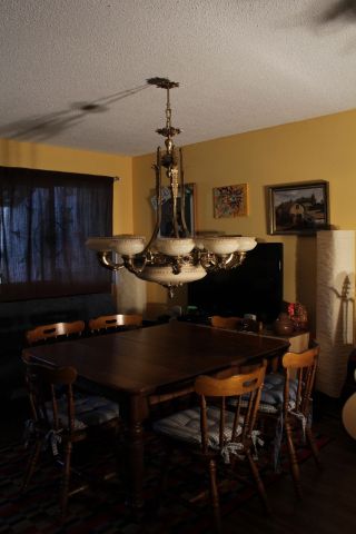 Pair huge Light fixture chandelier solid bronze & real alabaster America made 3