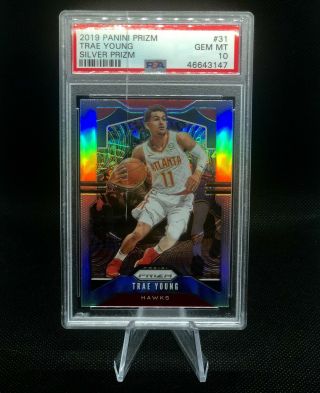 Read 2019 - 20 Panini Prizm Trae Young Silver Prizm Psa 10 Gem Cracked Case