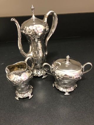 Theodore Starr 3 Piece Art Nouveau Sterling Coffee Set Over 41 Troy Oz