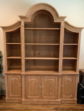 Ethan Allen French Country Legacy Pine Arched Library Cabinet Hutch