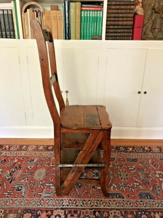 French Country 19th Century Metamorphic Library Chair Ladder Steps Stairs 2