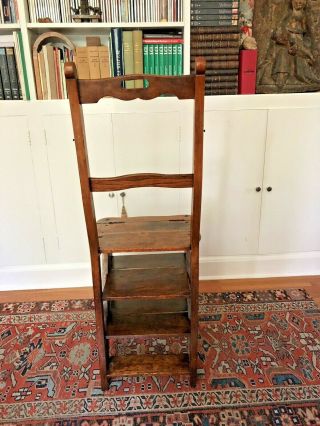 French Country 19th Century Metamorphic Library Chair Ladder Steps Stairs 3