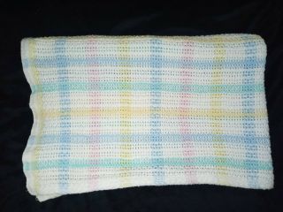 Vintage Beacon Open Knit Weave 45x55 Baby Blanket Wpl 1675 Pastel Unisex