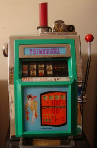Antique Vintage Mills Primadonna 5 Cent Geisha Slot Machine 1960s