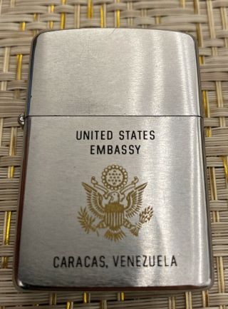 Vintage Rare Venezuelan United States Embassy Zippo Lighter