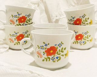 Vintage Corelle Corningware Set Of 6 Wildflower Print Mugs Farmhouse Kitchen Mug