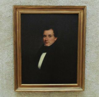 19th C.  Portrait Painting Gentleman Man Antique Victorian Oil On Board American